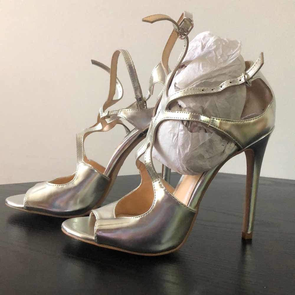 Silver high heels